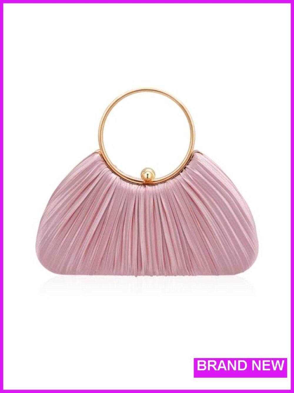 Women Silk Pleated Evening Bag Clutch with Detachable Chain for Wedding Dinner